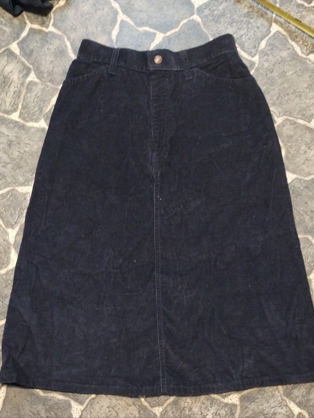 LEVIS Big E Tab Navy Blue Corduroy women's skirt size 26 VINTAGE 70s RARE